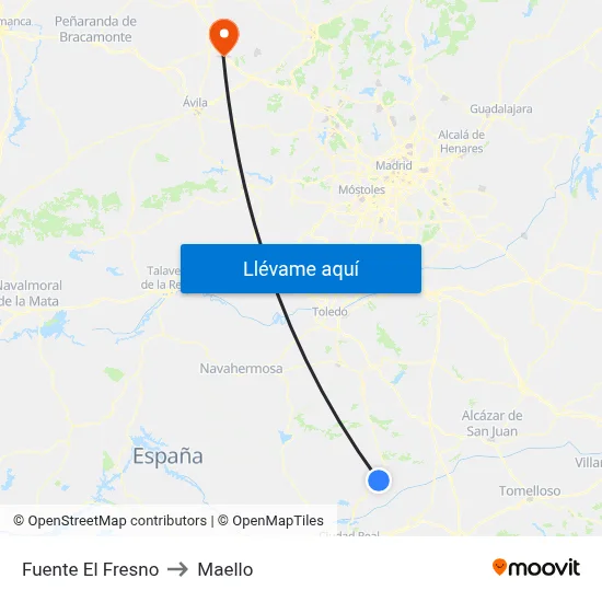 Fuente El Fresno to Maello map