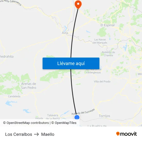 Los Cerralbos to Maello map
