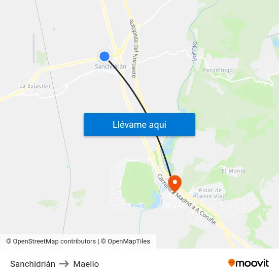 Sanchidrián to Maello map