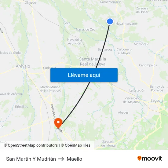 San Martín Y Mudrián to Maello map