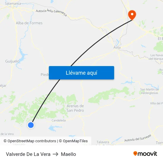 Valverde De La Vera to Maello map