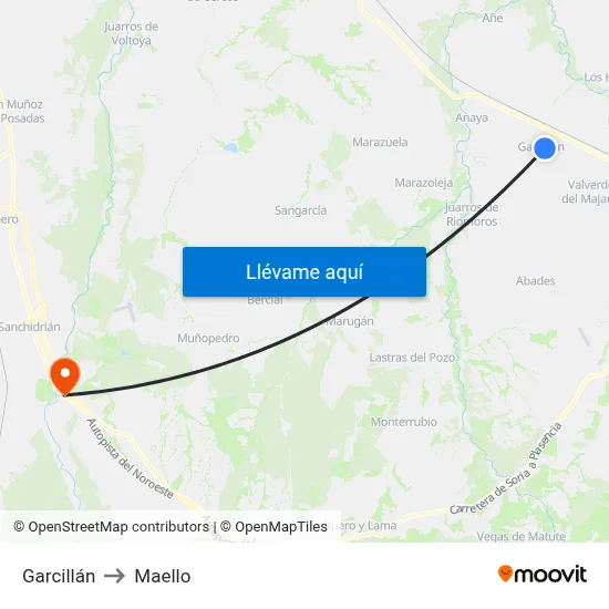 Garcillán to Maello map
