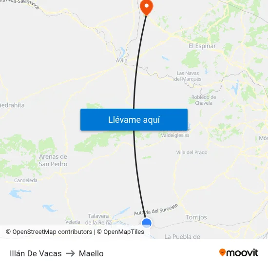 Illán De Vacas to Maello map