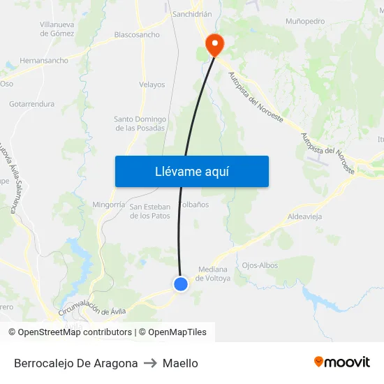 Berrocalejo De Aragona to Maello map