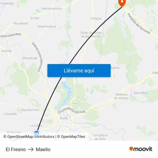 El Fresno to Maello map