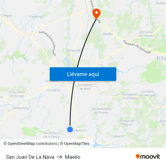 San Juan De La Nava to Maello map