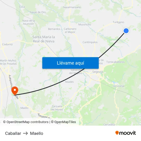 Caballar to Maello map