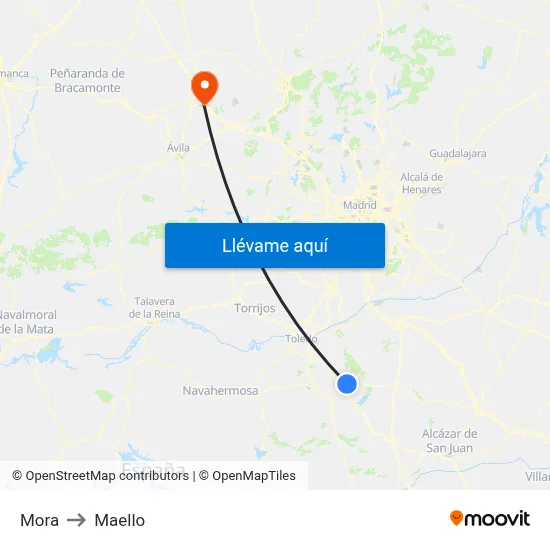 Mora to Maello map
