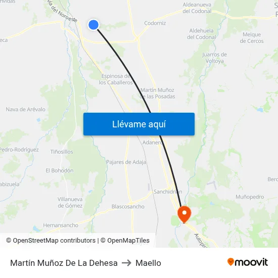 Martín Muñoz De La Dehesa to Maello map