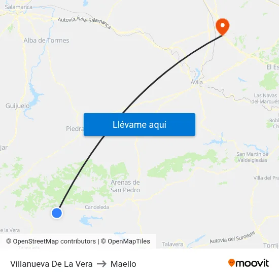 Villanueva De La Vera to Maello map