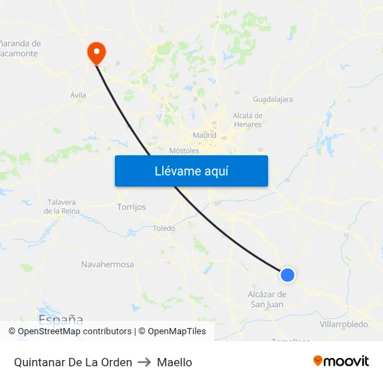 Quintanar De La Orden to Maello map