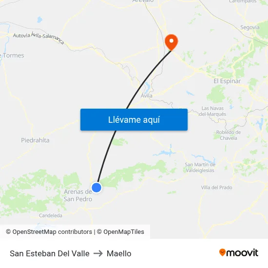 San Esteban Del Valle to Maello map