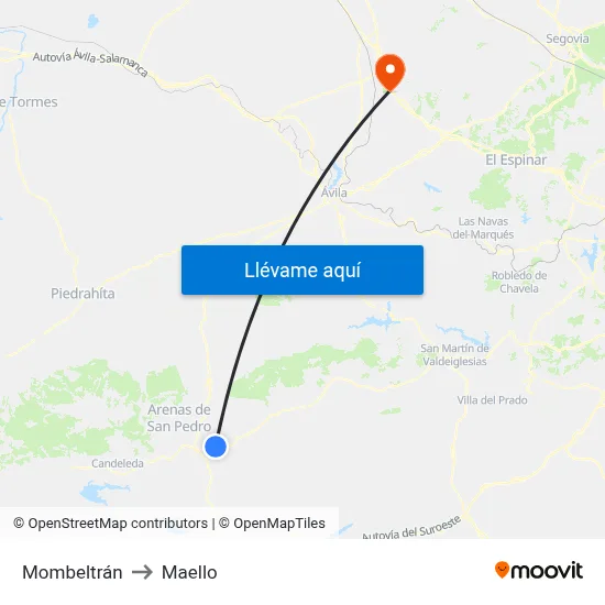 Mombeltrán to Maello map