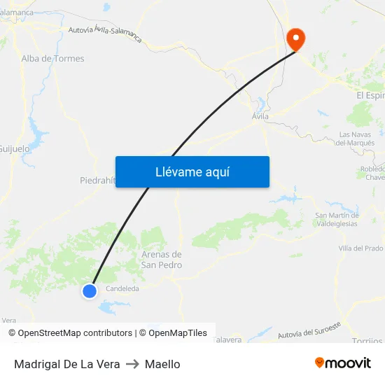 Madrigal De La Vera to Maello map