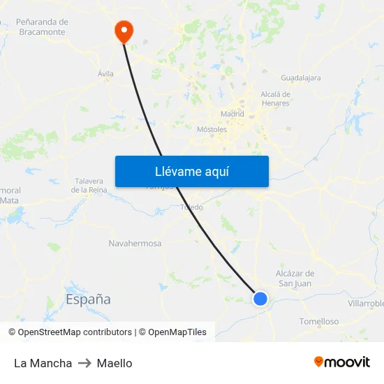 La Mancha to Maello map