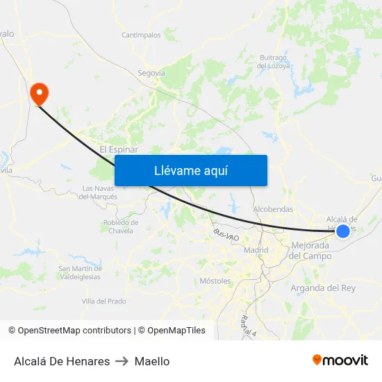 Alcalá De Henares to Maello map
