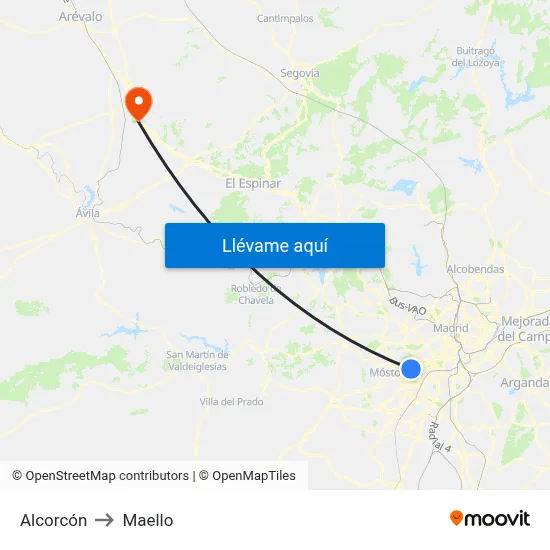 Alcorcón to Maello map