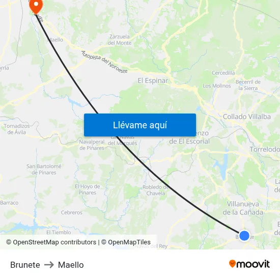 Brunete to Maello map