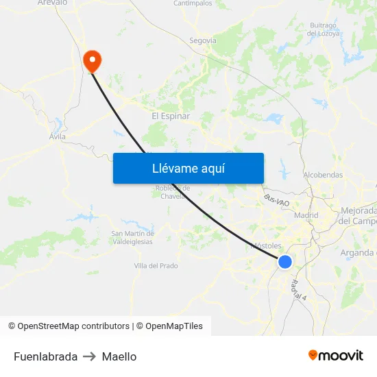 Fuenlabrada to Maello map