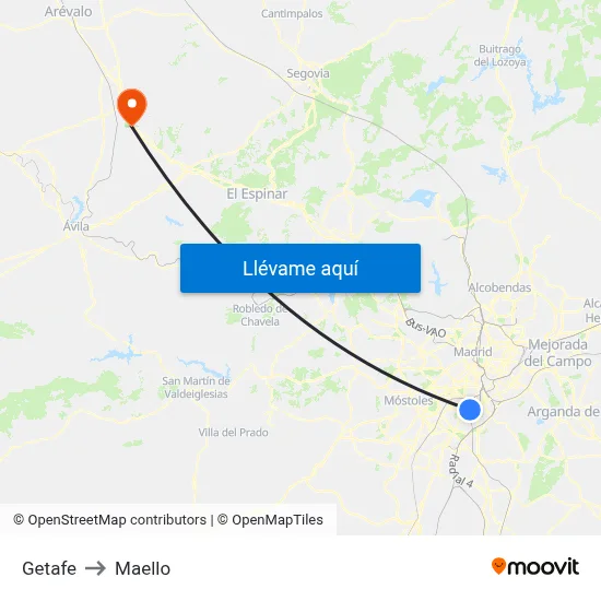 Getafe to Maello map