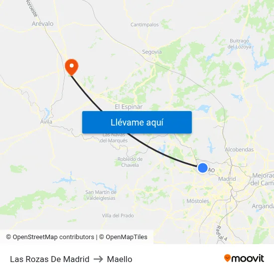 Las Rozas De Madrid to Maello map