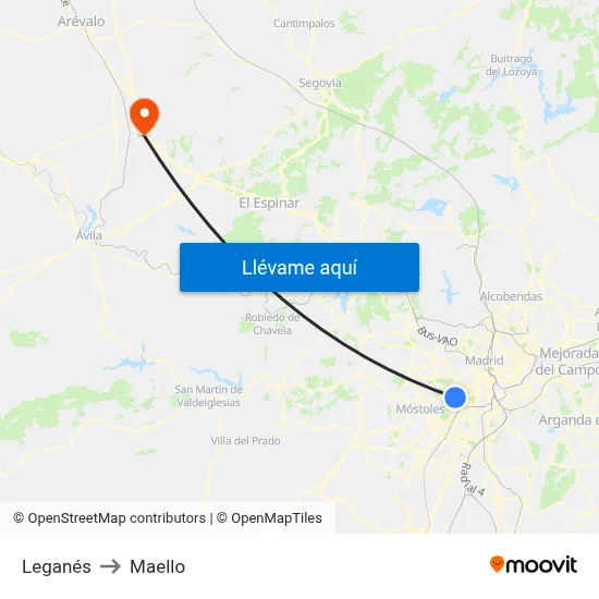 Leganés to Maello map