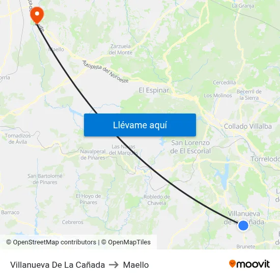 Villanueva De La Cañada to Maello map