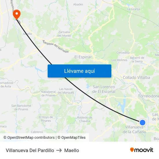 Villanueva Del Pardillo to Maello map