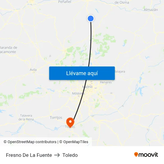 Fresno De La Fuente to Toledo map