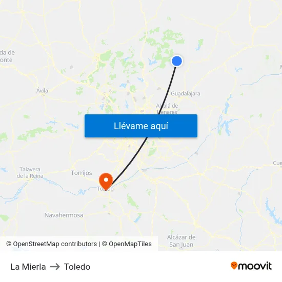 La Mierla to Toledo map