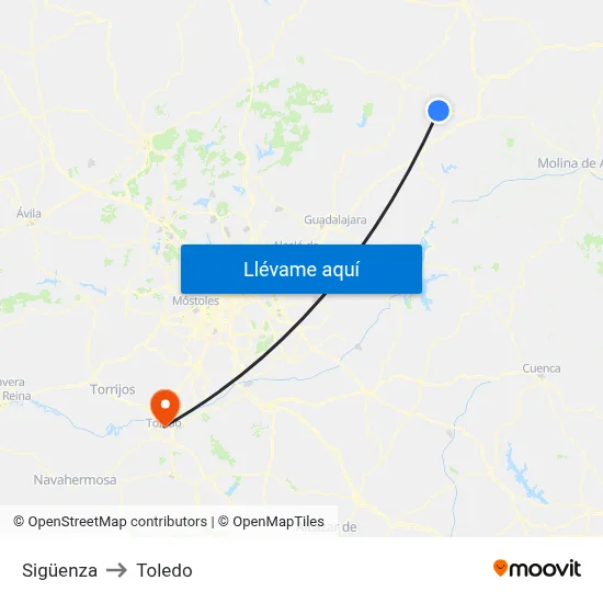 Sigüenza to Toledo map