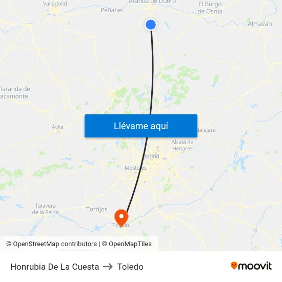 Honrubia De La Cuesta to Toledo map