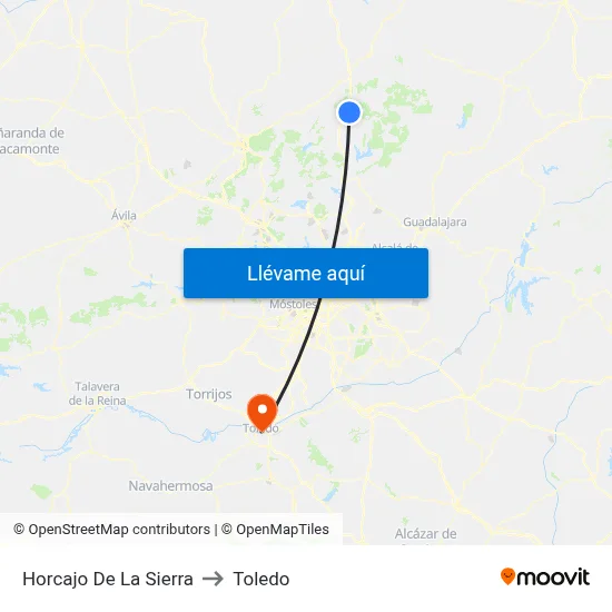 Horcajo De La Sierra to Toledo map