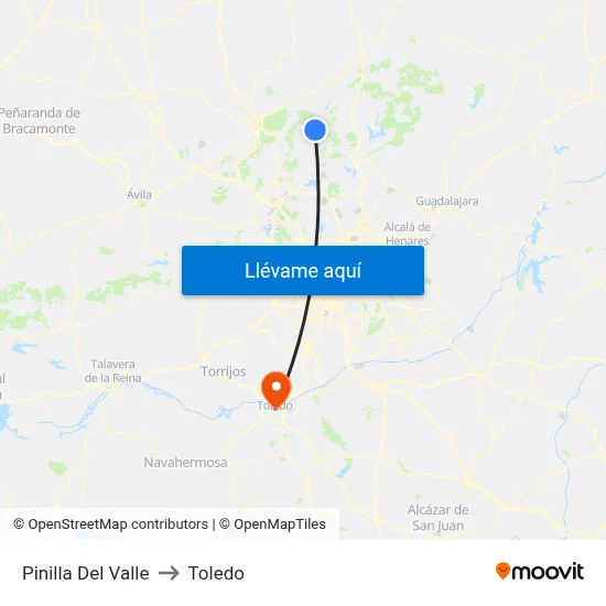 Pinilla Del Valle to Toledo map