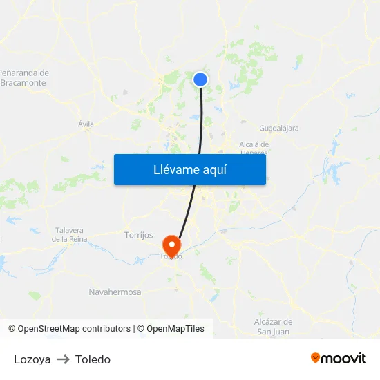 Lozoya to Toledo map