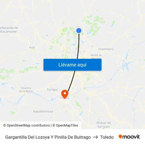 Gargantilla Del Lozoya Y Pinilla De Buitrago to Toledo map
