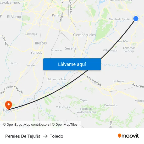 Perales De Tajuña to Toledo map