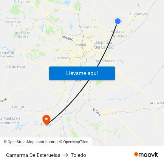Camarma De Esteruelas to Toledo map