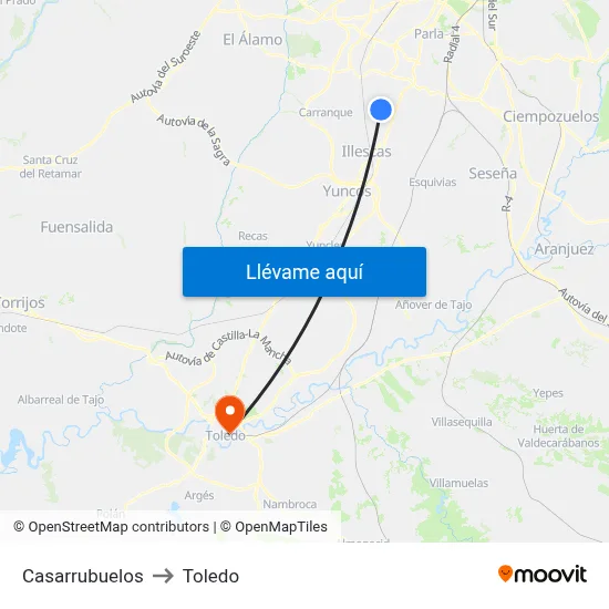 Casarrubuelos to Toledo map