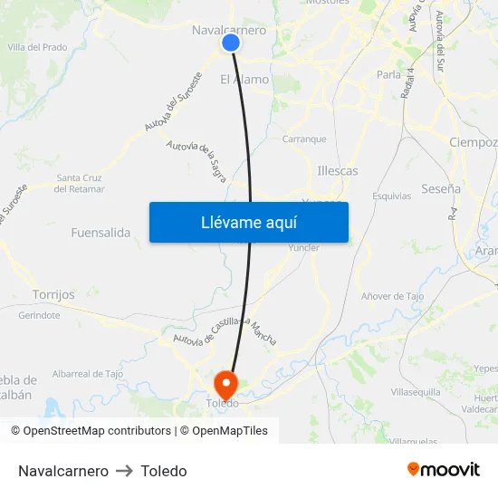 Navalcarnero to Toledo map