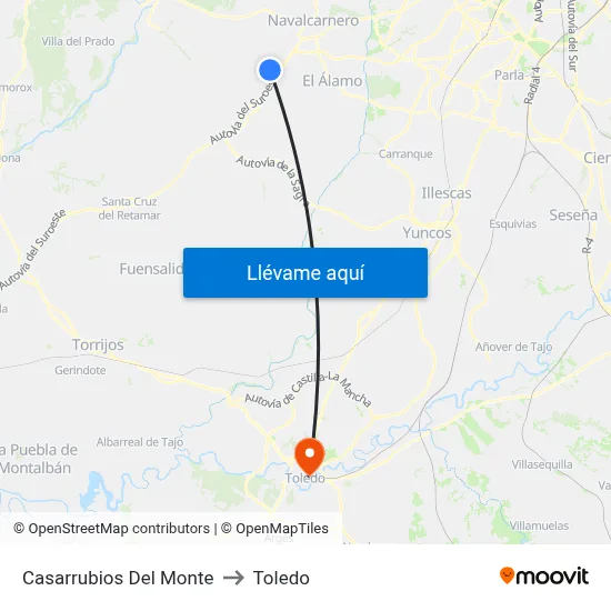 Casarrubios Del Monte to Toledo map