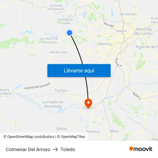 Colmenar Del Arroyo to Toledo map