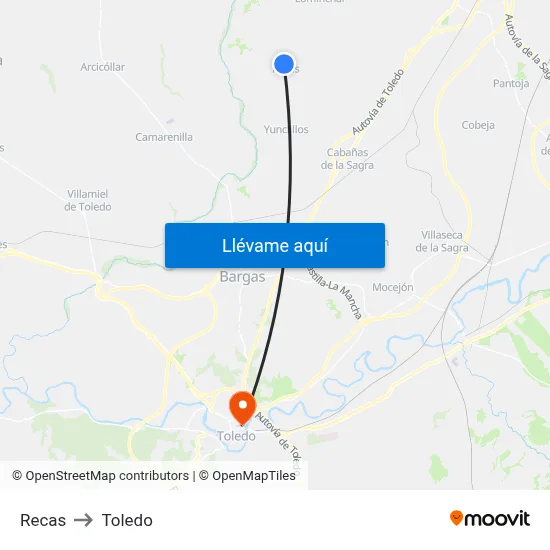 Recas to Toledo map
