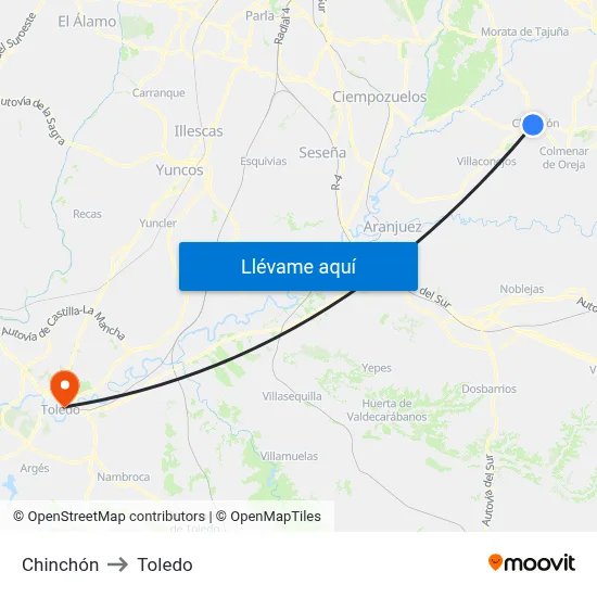 Chinchón to Toledo map