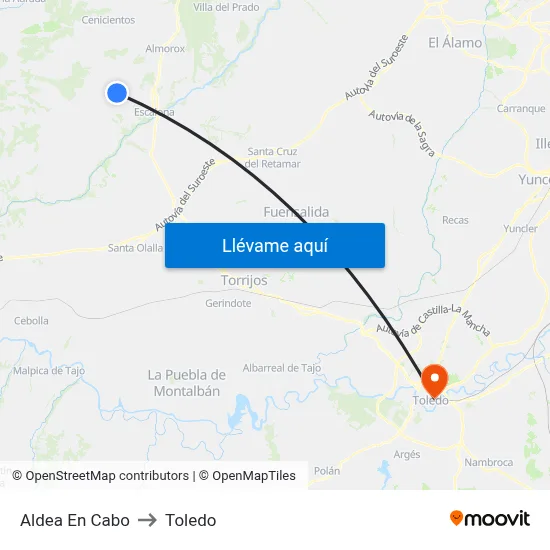 Aldea En Cabo to Toledo map