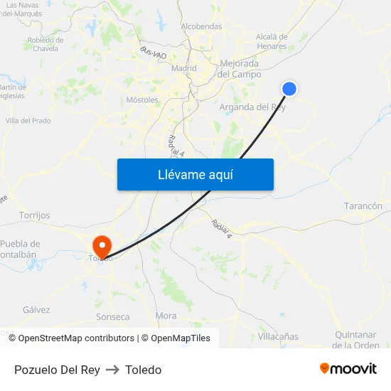 Pozuelo Del Rey to Toledo map
