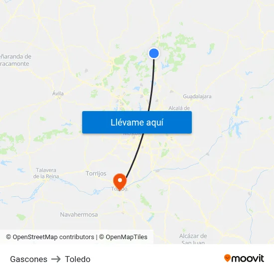 Gascones to Toledo map