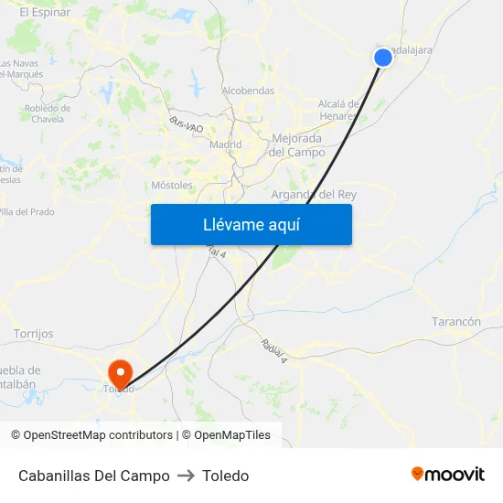 Cabanillas Del Campo to Toledo map