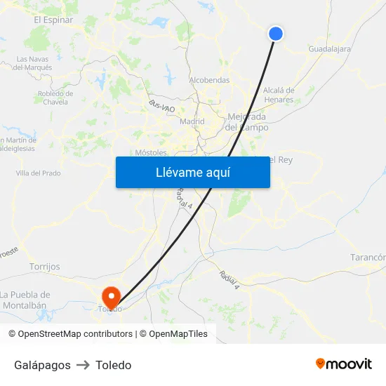 Galápagos to Toledo map