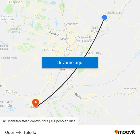 Quer to Toledo map